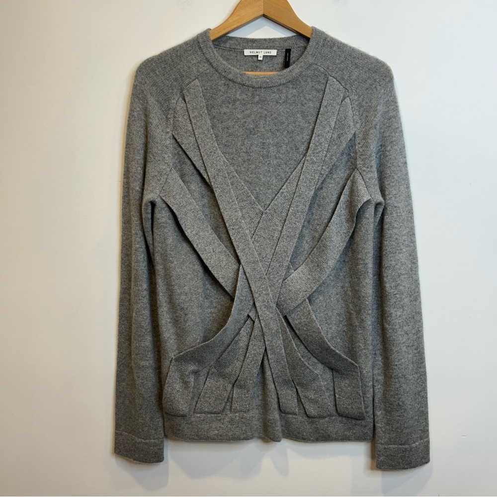 Helmut Lang 17AW Cashmere Mummy Bondage Strap Sweater Grey